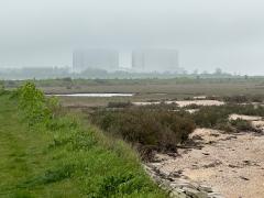 Bradwell B Nuclear Power Station emerging from the mist